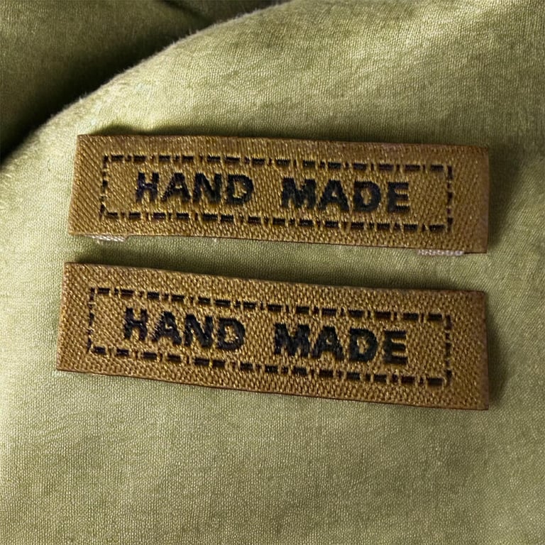 Woven “Hand Made” craft labels Brown