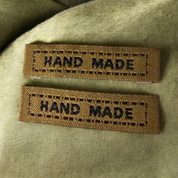 Woven “Hand Made” craft labels Brown