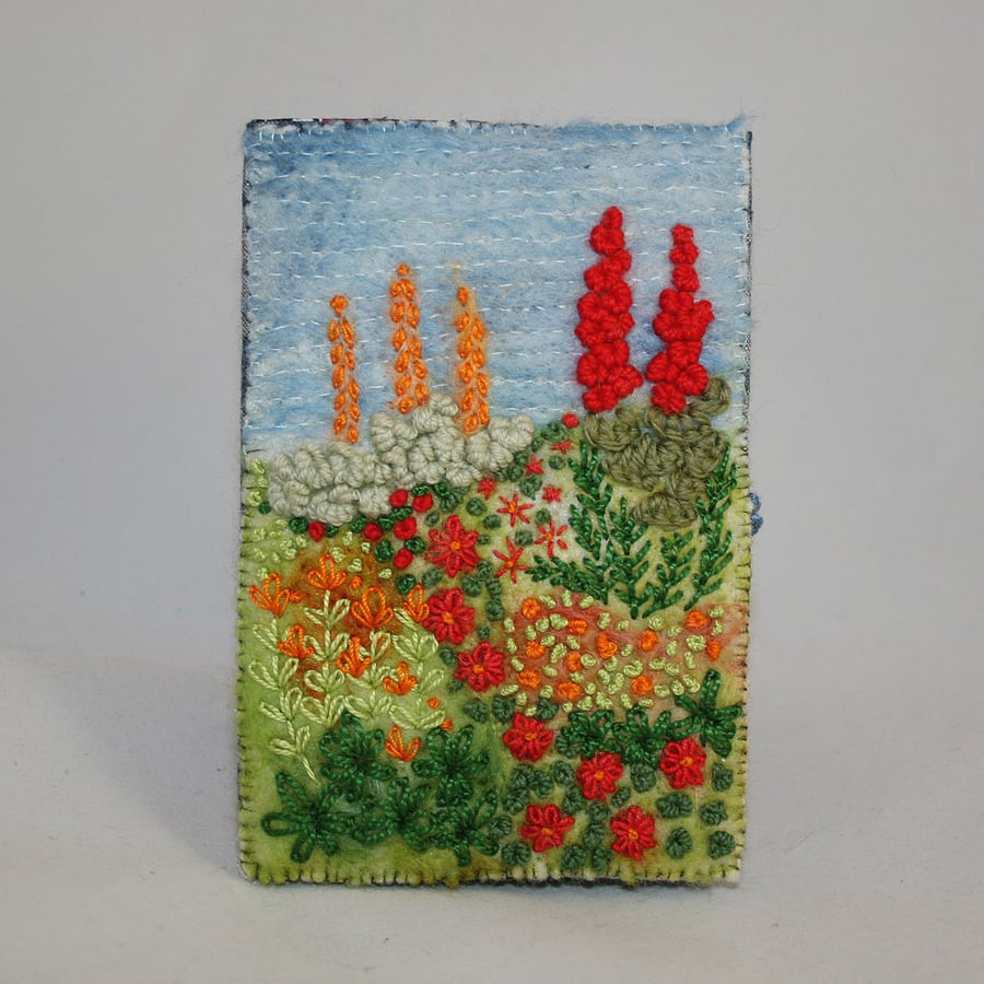 SALE - Cottage Garden Passport Cover - Felted and Embroidered 