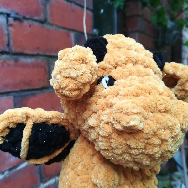 Yellow Sparkle Dragon Crochet Amigurumi 