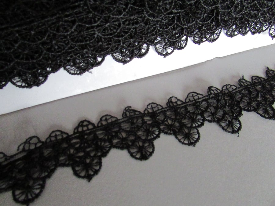 Black Venise Guipure Lace sold by the metre