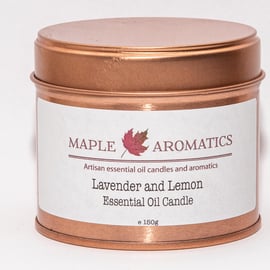 Maple Aromatics Lavender and Lemon Soy Wax Rose Gold 150g Candle Tin