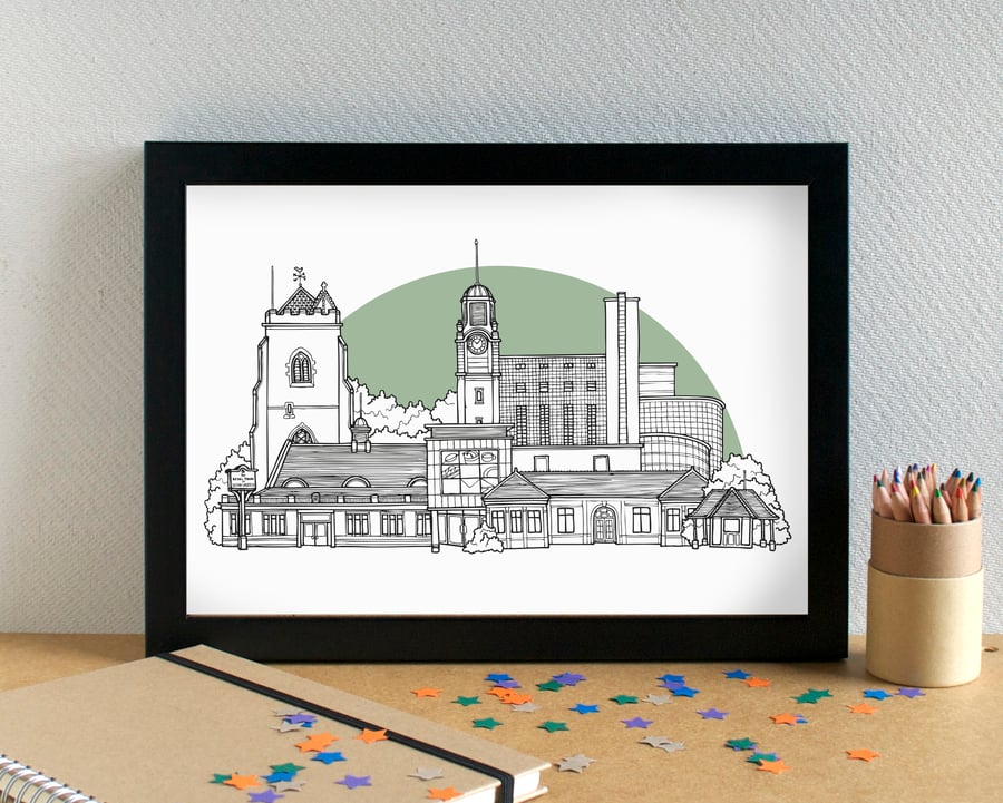 Sutton Coldfield Skyline Art Print
