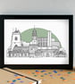 Sutton Coldfield Skyline Art Print - Image 1