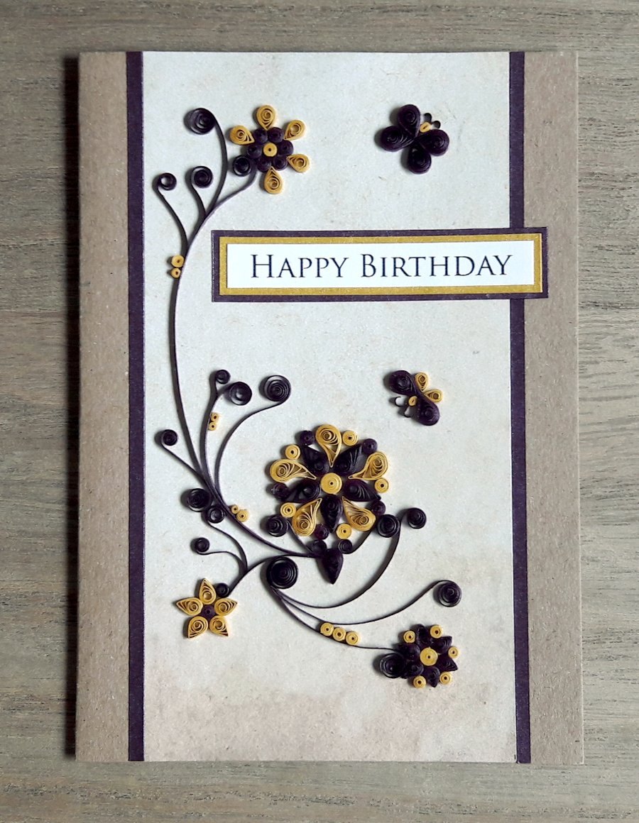Quilled floral birthday card