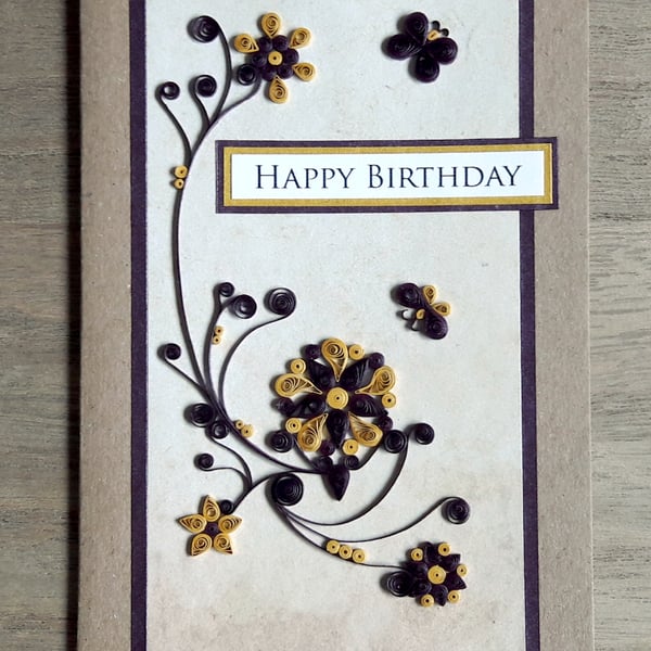 Quilled floral birthday card