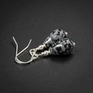 Snowflake obsidian sterling silver handmade black grey earrings : Capricorn gift