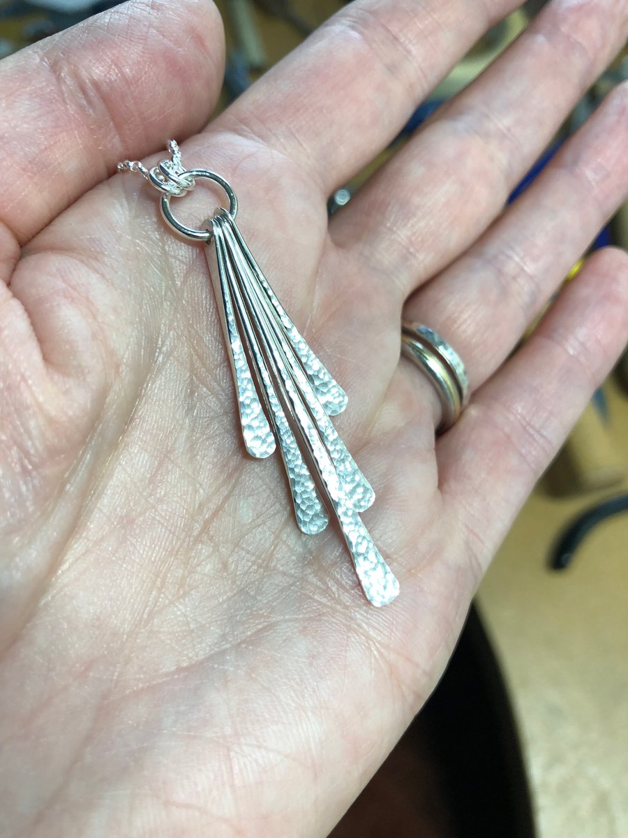 Recycled silver pendant necklace, forged silver, 50th Birthday, 5th anniversary