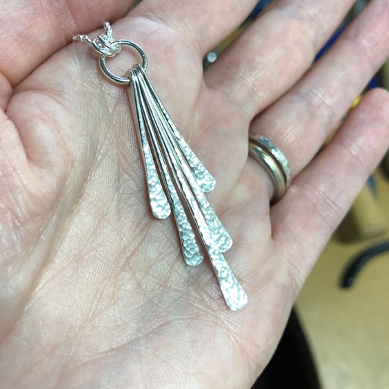 Recycled silver pendant necklace, forged silver, 50th Birthday, 5th anniversary