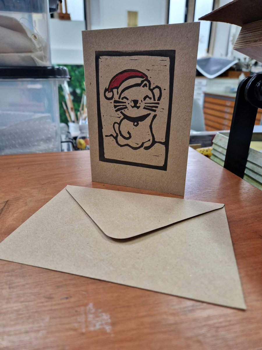 Lucky Cat Christmas card - A6 with envelope