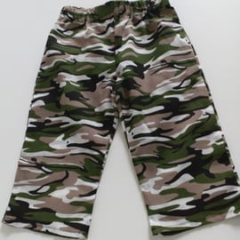 Trousers, 9-12 months, Baby Summer Trousers, Polycotton Trousers, Camouflage