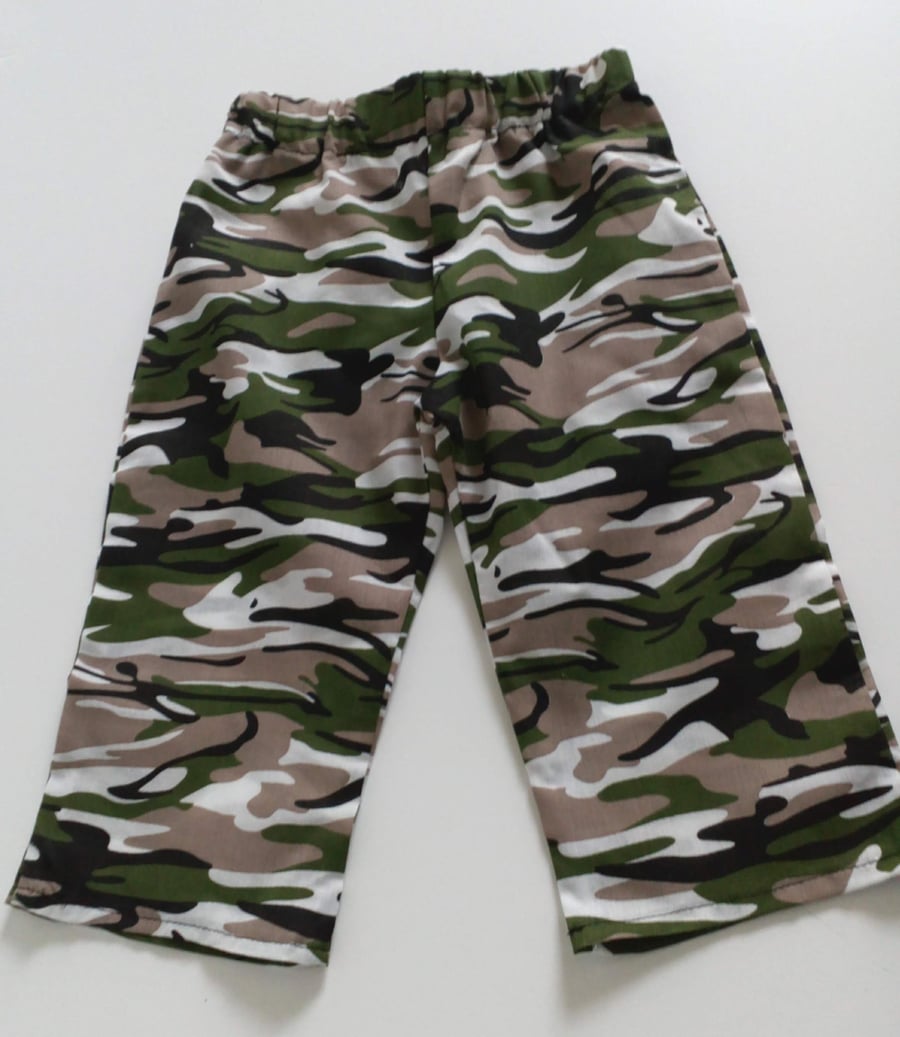 Trousers, 9-12 months, Baby Summer Trousers, Polycotton Trousers, Camouflage