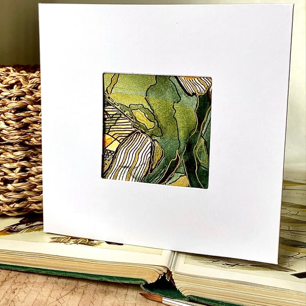 Abstract hand painted blank watercolour card