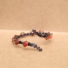 Twisted wire bracelet cuff with burnt orange , amber tones agates