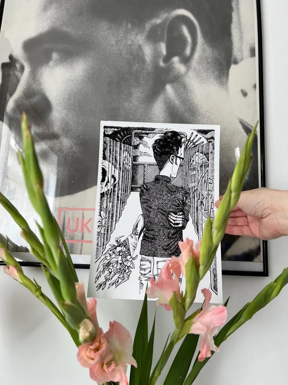 Morrissey Art Print - The Smiths Fan Art - Black & White Pen and Ink Portrait 