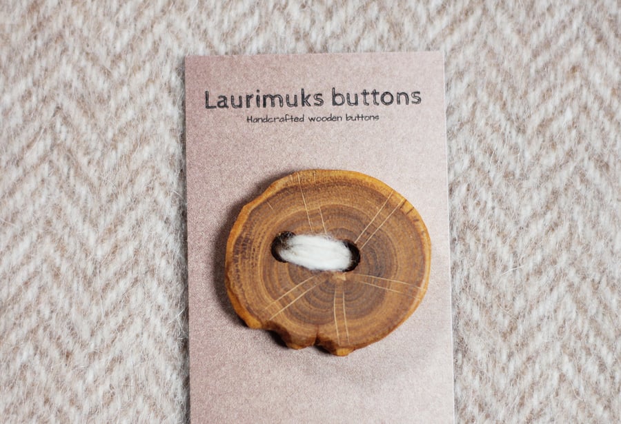 Button wooden handcrafted, natural timber