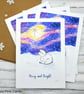 Christmas Cards - Set of 4 - Christmas Star, Polar Bear, Northern Lights - Image 2