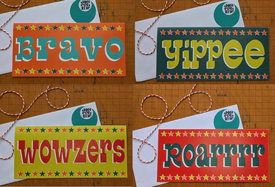 Set of 4 Circus cards