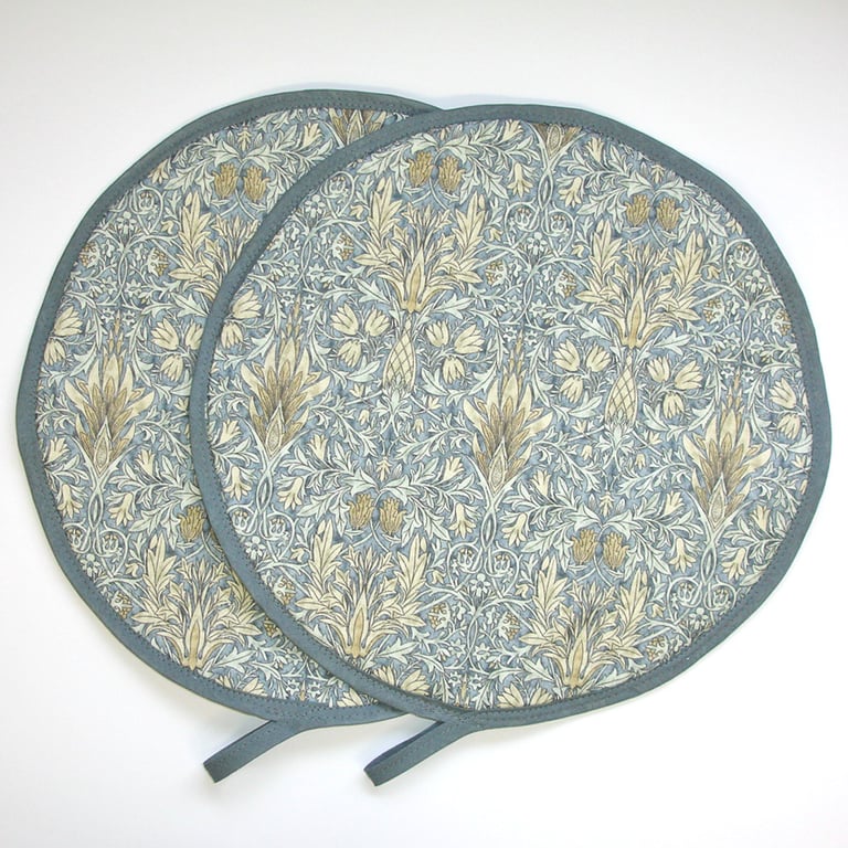 Aga Hob Lid Covers Pair of Mats Pads William Morris Snakeshead Blue