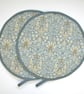 Aga Hob Lid Covers Pair of Mats Pads William Morris Snakeshead Blue