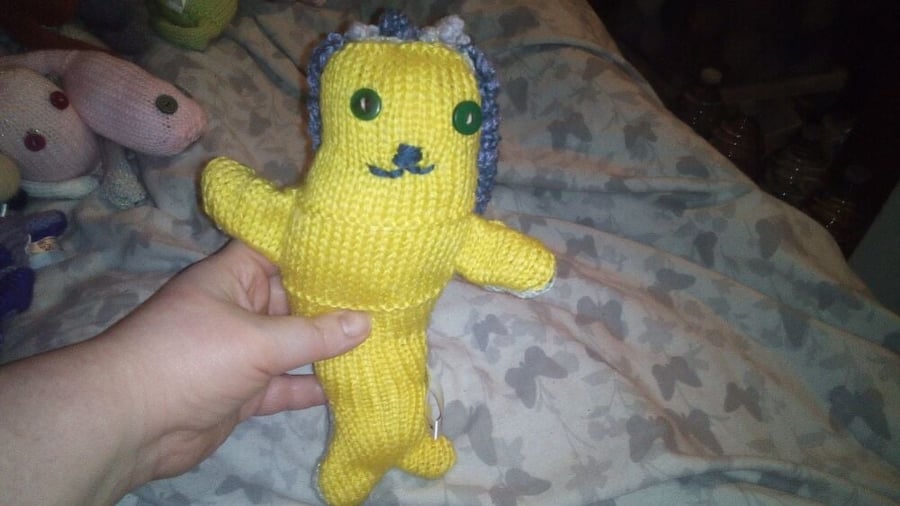 Yellow & Glitter Grey Midi Mermaid with Glitter Lilac Purple Hair Knitted By KM