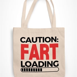 Caution Fart Loading Tote Bag Funny Novelty Shopping Bag Joke Christmas Present