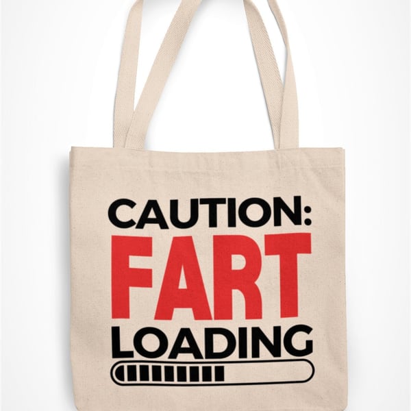 Caution Fart Loading Tote Bag Funny Novelty Shopping Bag Joke Christmas Present