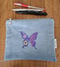Handmade Upcycled Denim Purse - Purple Butterfly - Image 2