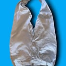 Upcycled Pale Blue Denim Hobo Bag with Patterned Lining