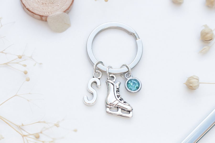 Ice Skating Personalised Keyring - Ice Skate Gift. Figure Skater.  