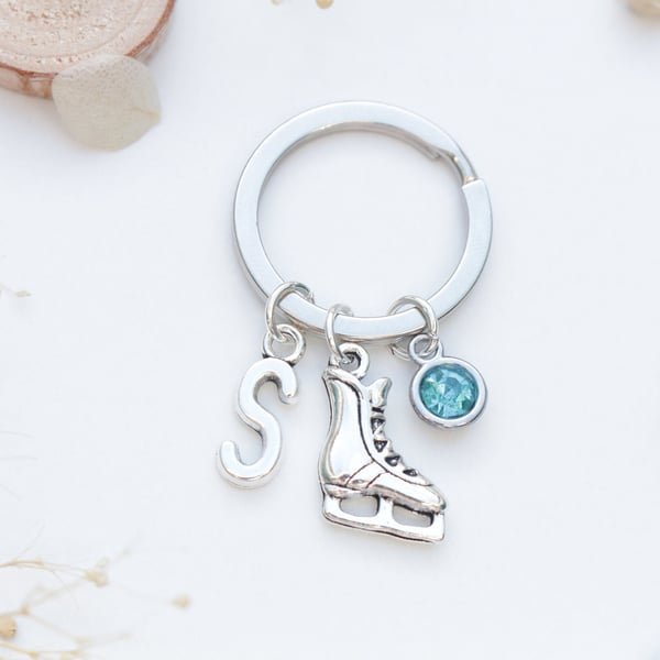 Ice Skating Personalised Keyring - Ice Skate Gift. Figure Skater.  