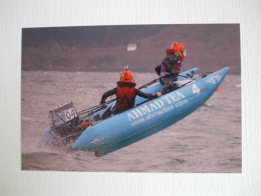 Photographic  greetings card of a ThunderCat powerboat.