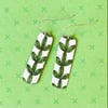 Recycled tin green leaf cactus oblong drop earrings