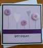 Button Flowers Birthday Card - Pink and Lilac