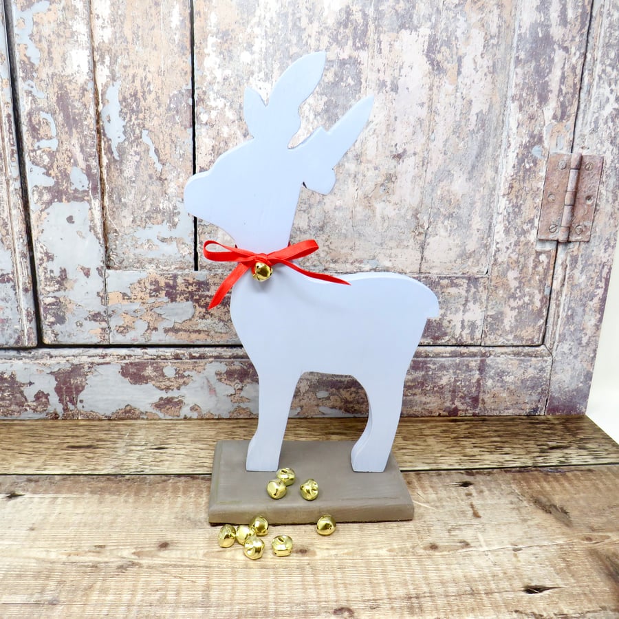 Large wooden blue reindeer