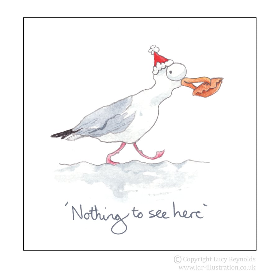 Seagull Mince Pie Stealer Card