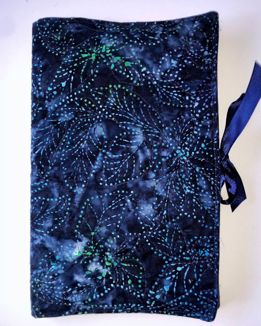 Quilted Journal cover, Journal cover, notebook cover, fabric cover, blue book 