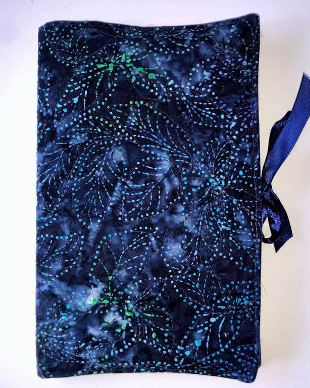 Quilted Journal cover, Journal cover, notebook cover, fabric cover, blue book 
