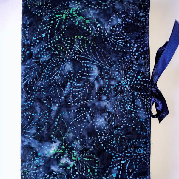 Quilted Journal cover, Journal cover, notebook cover, fabric cover, blue book 