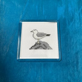 Coaster with Cross Stitched Sea Gull