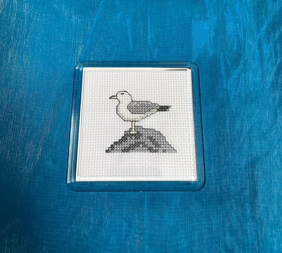 Coaster with Cross Stitched Sea Gull