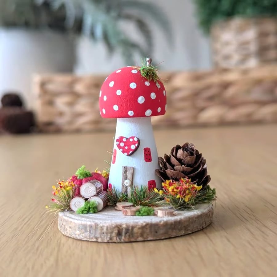 Handmade Wooden Toadstool Autumn Home Decor