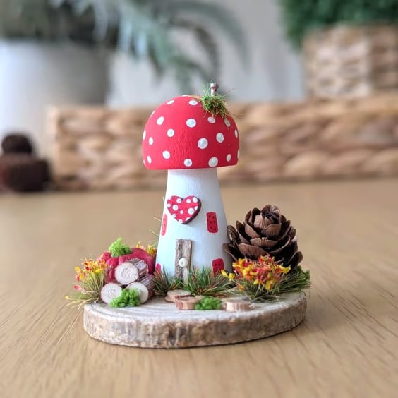 Handmade Wooden Toadstool Autumn Home Decor