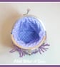 Grey and purple crochet, crocheted owl coin purse - Image 3