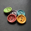 set of five small bright ceramic buttons