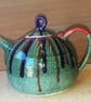 Gorgeous stripey large stoneware teapot with extra lid, for a change - Image 5