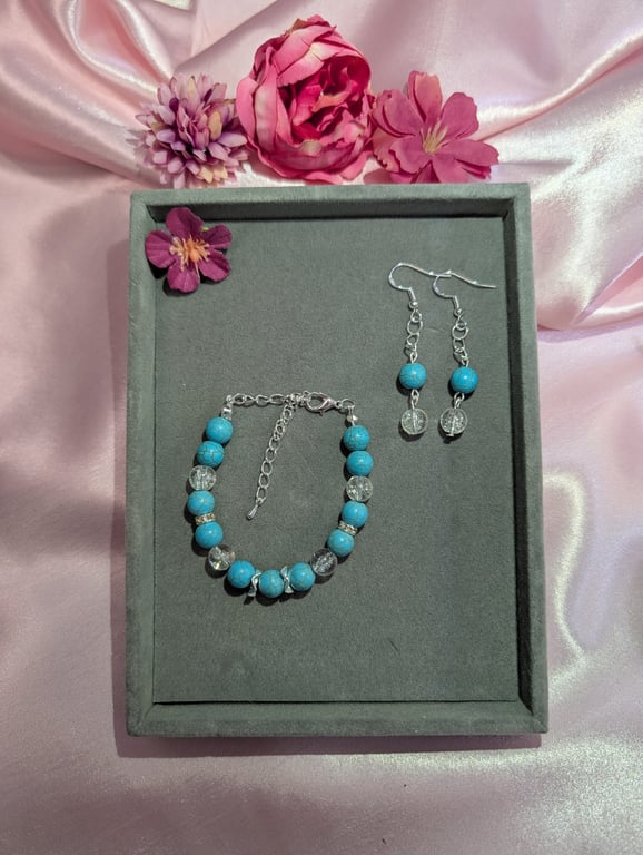 Turquoise & Crackle Clear Quartz Jewellery Set
