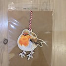 Robin wooden hanging decoration