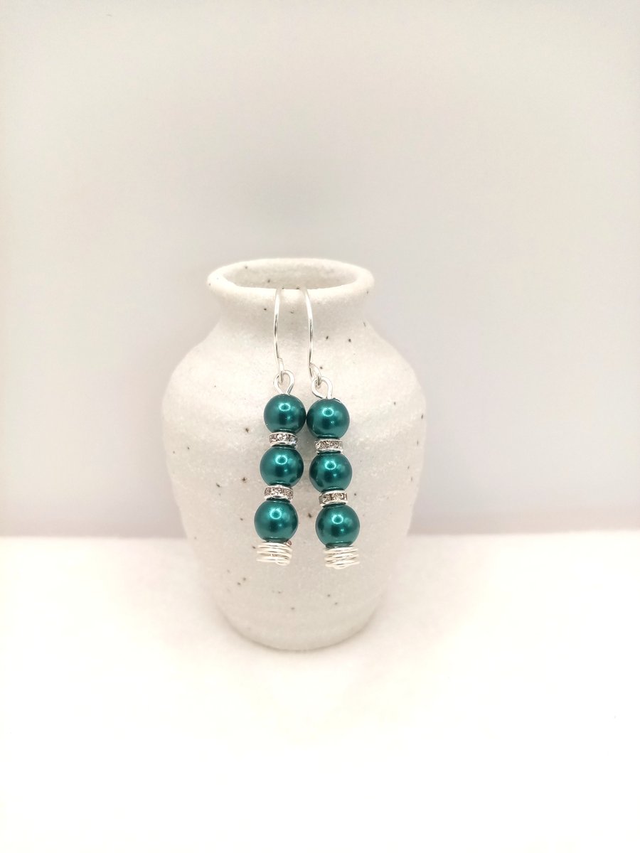Glass Pearl Bead Drop Earrings, Choice of Colours, Customise, Colourful Earrings