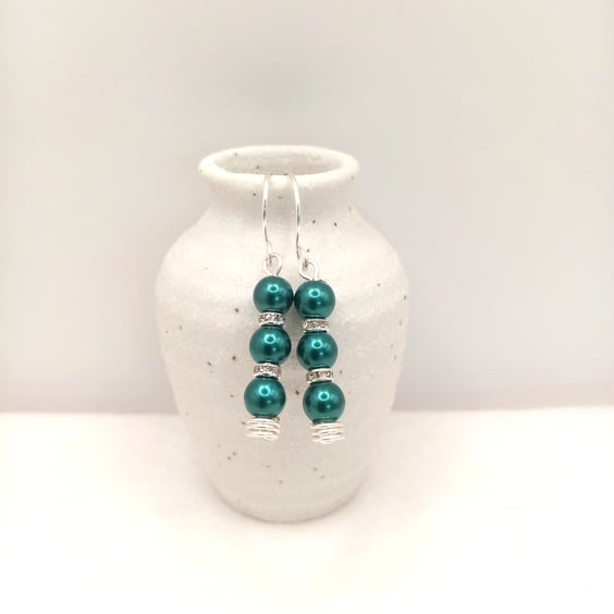 Glass Pearl Bead Drop Earrings, Choice of Colours, Customise, Colourful Earrings